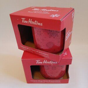 2021 Tim Hortons Stacking Mugs PAIR BNIB THE MOST WONDERFUL TIMS OF THE …